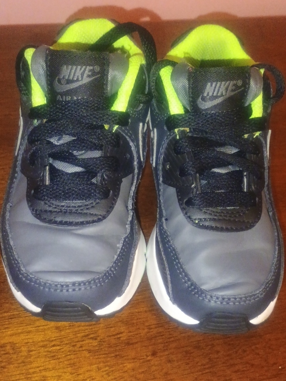 Nike Kids Black and Neon Green Athletic Sneakers